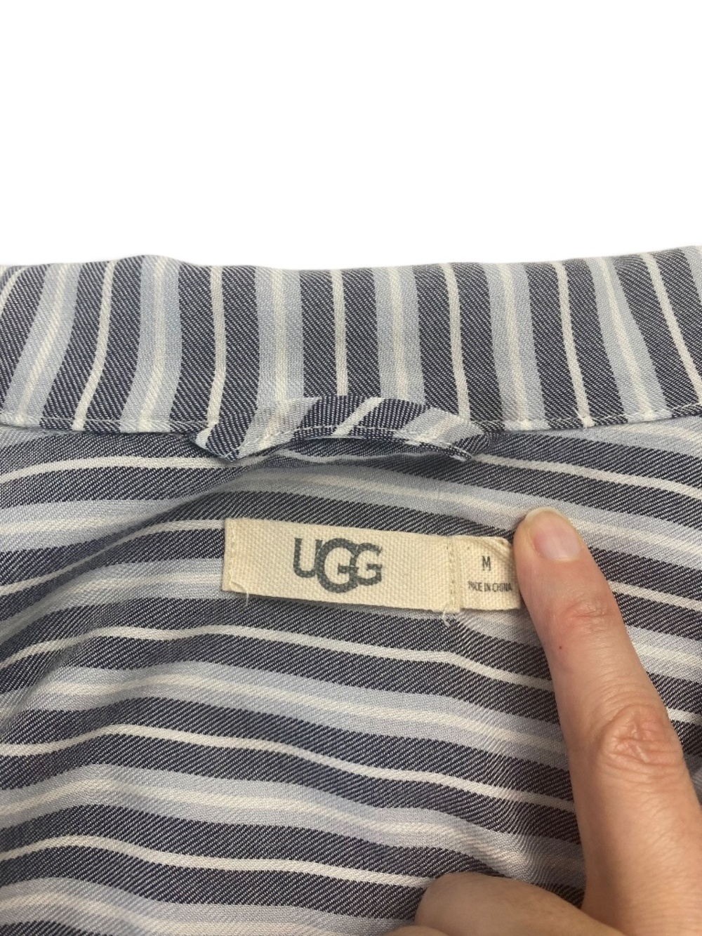UGG Laura Striped Sleep Shirt Nightshirt Blue White Button Front Size M - Picture 4 of 8